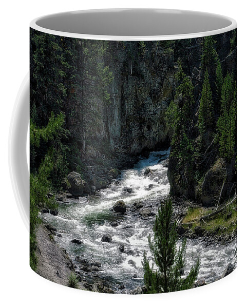 Firehole Canyon Coffee Mug featuring the photograph Yellowstone Park At Firehole Canyon In August PA 03 by Thomas Woolworth