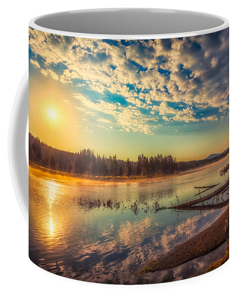 Flowing Coffee Mug featuring the photograph Yellowstone River at Sunrise by Rikk Flohr