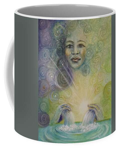 Goddess Coffee Mug featuring the painting Yemaya - Water Goddess by Bernadette Wulf