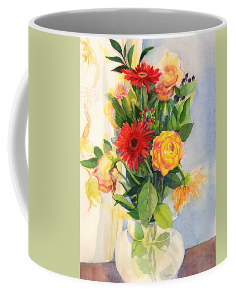 Watercolor Flowers Coffee Mug featuring the painting Yesterdays Beauties by Nancy Watson