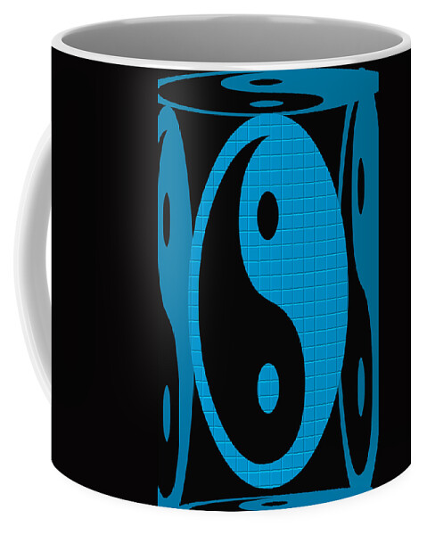 Yin Coffee Mug featuring the digital art Yin Yang Blue Mosaic by Aimee L Maher ALM GALLERY