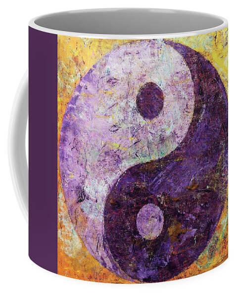 Art Coffee Mug featuring the painting Purple Yin Yang by Michael Creese