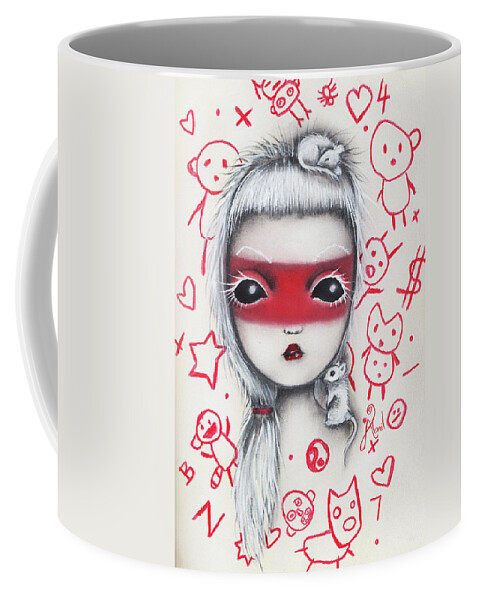 Inspired By Die Antwoord Coffee Mug featuring the painting Yo by Abril Andrade