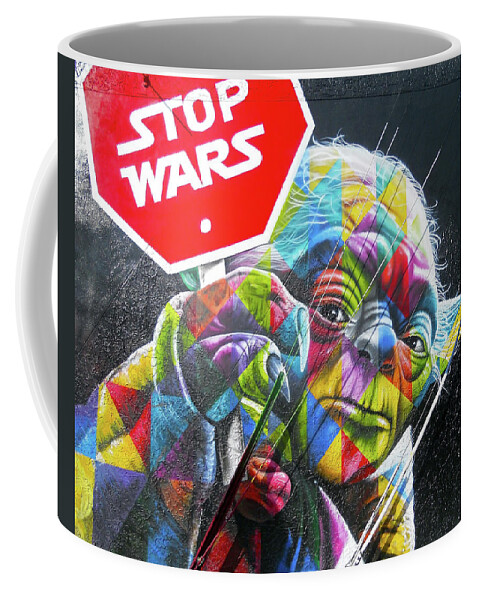 Graffiti Coffee Mug featuring the photograph Yoda - Stop Wars by Juergen Weiss