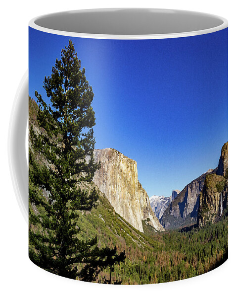 California Coffee Mug featuring the photograph Yosemite Bridal Fall and Half Dome with Dry Brush Effect by Roslyn Wilkins