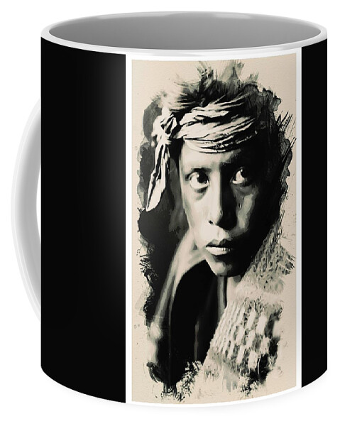 Man Coffee Mug featuring the painting Young Faces from the past Series by Adam Asar, No 109 by Celestial Images