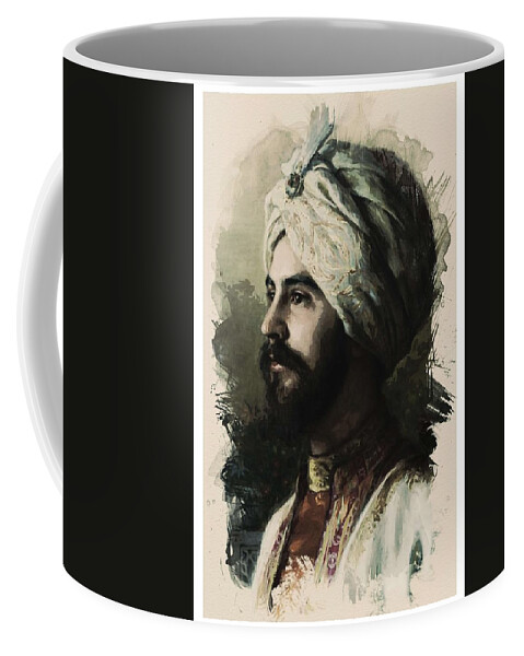 Man Coffee Mug featuring the painting Young Faces from the past Series by Adam Asar, No 159 by Celestial Images