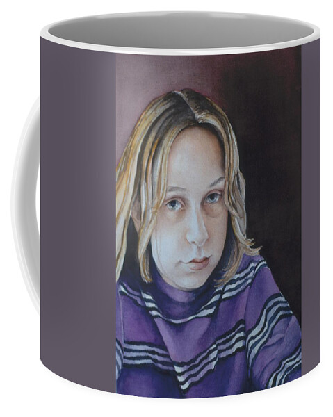Portrait Coffee Mug featuring the painting Young Mo by Barbara Pease