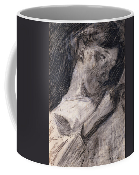 19th Century Art Coffee Mug featuring the drawing Young Woman Reading by Umberto Boccioni