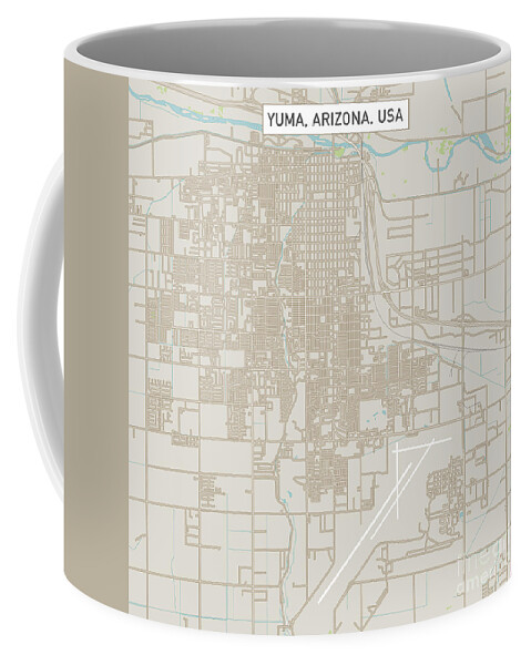 Yuma Coffee Mug featuring the digital art Yuma Arizona US City Street Map by Frank Ramspott