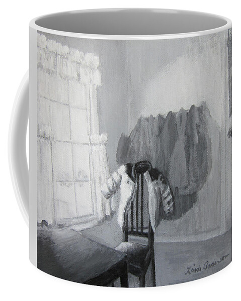 Jacket Coffee Mug featuring the painting Zachary's Jacket by Linda Anderson