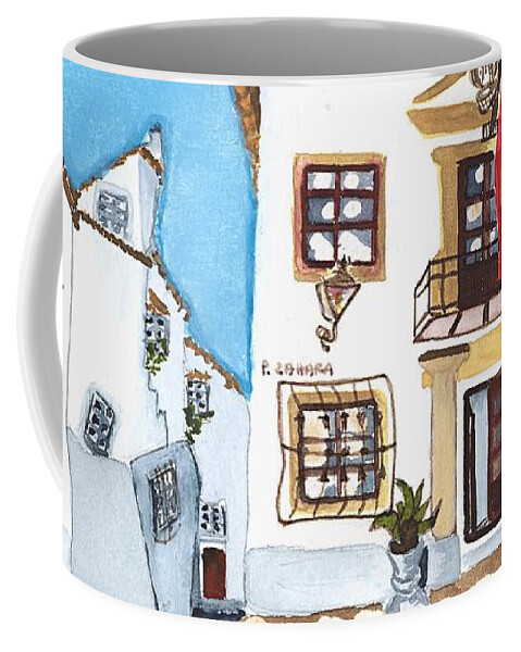 Spain Andalusia Historic Fantasy Village Architecture Impressionist Coffee Mug featuring the painting Zahara, Andalusia by Joan Cordell