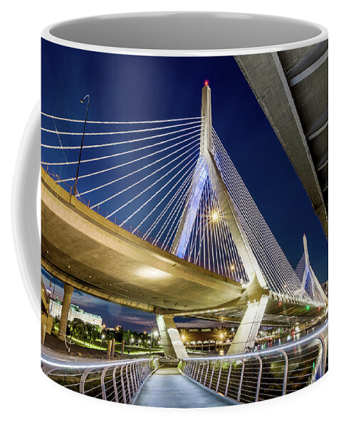 America Coffee Mug featuring the photograph Zakim Bridge From Bridge Under Another Bridge by Val Black Russian Tourchin