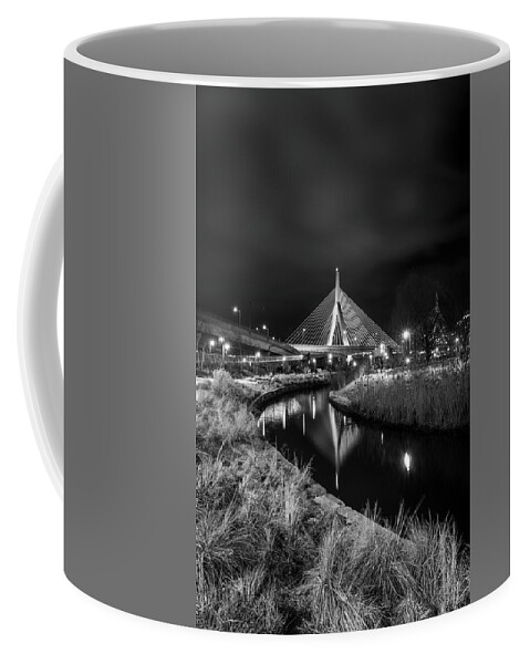 Zakim Bridge Coffee Mug featuring the photograph Zakim Bridge Reflecting under a Moody Sky by Kristen Wilkinson
