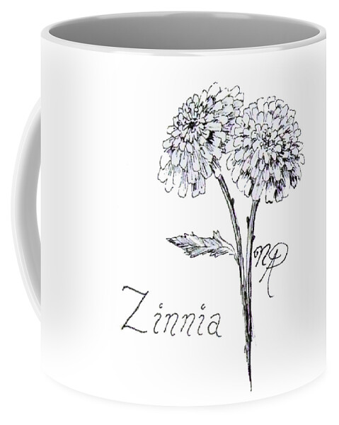Zinnia Coffee Mug featuring the drawing Zannie Zinnia by Nicole Angell