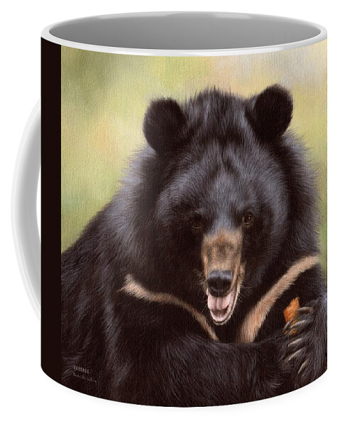 Moon Bear Coffee Mug featuring the painting Zebedee Moon Bear - In Support of Animals Asia by Rachel Stribbling
