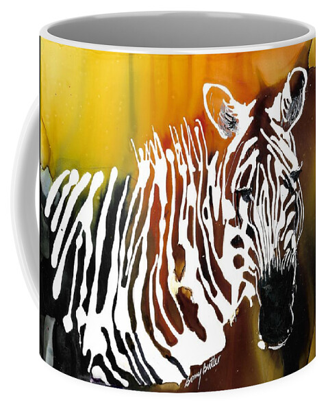Zebra Coffee Mug featuring the painting Zebra Boy 2 by Bonny Butler