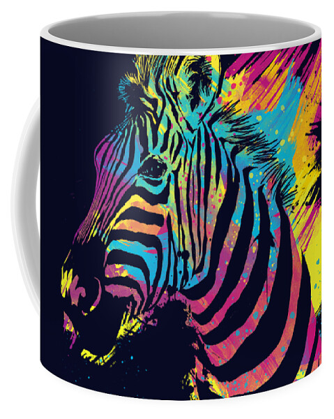 Zebra Coffee Mug featuring the digital art Zebra Splatters by Olga Shvartsur