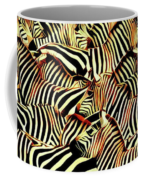 Zebra Coffee Mug featuring the digital art Zebras by Russ Harris