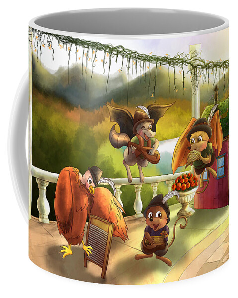  The Wurtherington Diary Coffee Mug featuring the painting Zeke Cedric Alfred and Polly by Reynold Jay