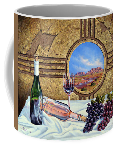 Wine Coffee Mug featuring the painting Zia Wine by Ricardo Chavez-Mendez
