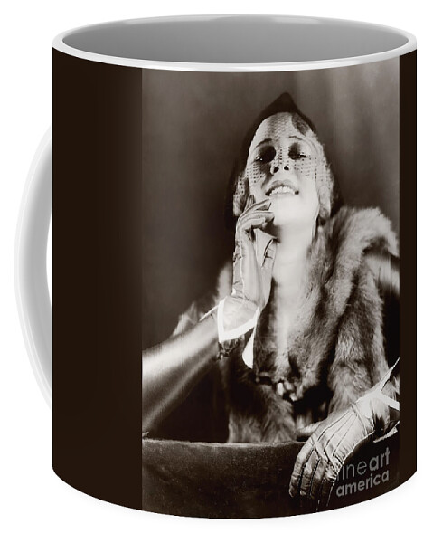 Ziegfeld Model By Alfred Cheney Johnston Stunning Lady In Furs And Gloves Coffee Mug featuring the photograph Ziegfeld Model by Alfred Cheney Johnston stunning lady in furs and gloves by Vintage Collectables