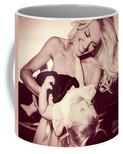 2 People Coffee Mug featuring the photograph 0181 Model Selena and daughter by Amyn Nasser