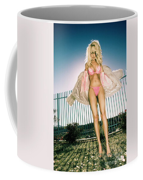 1 One Person Coffee Mug featuring the photograph 0901 Pink Bikini Supermodel Selena Phillips Las Vegas CMI by Nasser Atelier