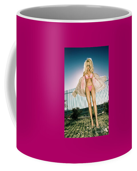1 One Person Coffee Mug featuring the photograph 0901 Pink Bikini Supermodel Selena Phillips Las Vegas CMI by Amyn Nasser
