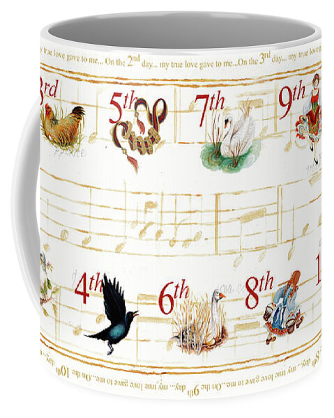 Partridge Coffee Mug featuring the painting 12 Days Of Christmas by Janice Gaynor