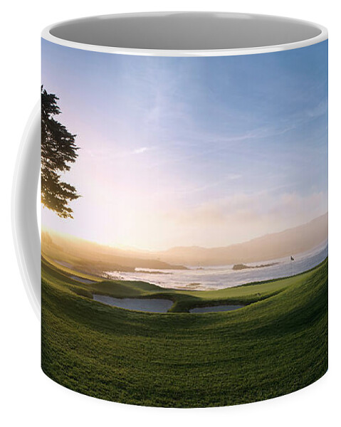 Photography Coffee Mug featuring the photograph 18th Hole With Iconic Cypress Tree by Panoramic Images