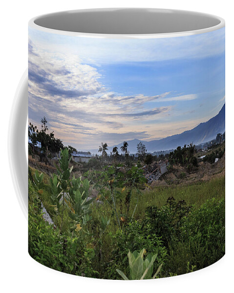 Beautiful Coffee Mug featuring the photograph A sunny morning at the village petobo lost due to liquefaction #1 by Mangge Totok