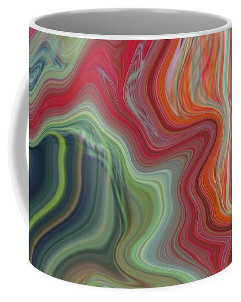 Abstract Coffee Mug featuring the painting Abstract Art - Colorful Fluid Painting Marble Pattern Colorful #1 by Patricia Piotrak