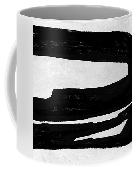 Black And White Coffee Mug featuring the painting Abstract Black and White No.30 by Naxart Studio