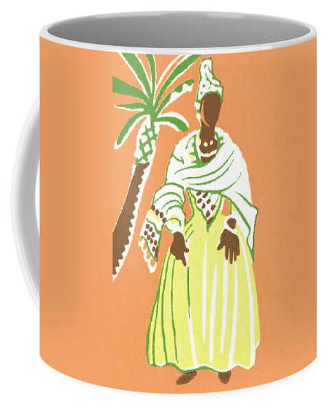 Adult Coffee Mug featuring the drawing African woman #1 by CSA Images