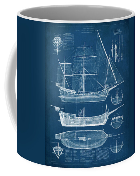 Home Coffee Mug featuring the painting Antique Ship Blueprint I by Vision Studio