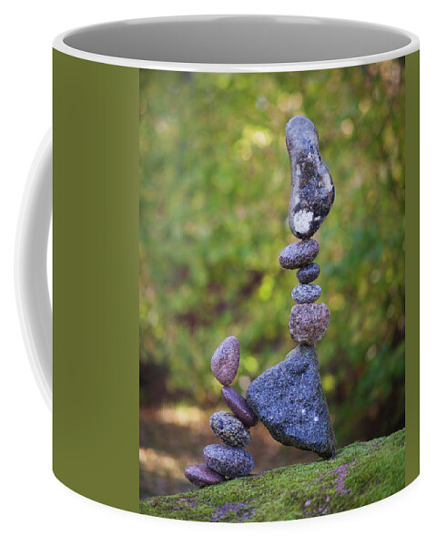 Meditation Zen Yoga Mindfulness Stones Nature Land Art Balancing Sweden Coffee Mug featuring the sculpture Balancing art #33 by Pontus Jansson