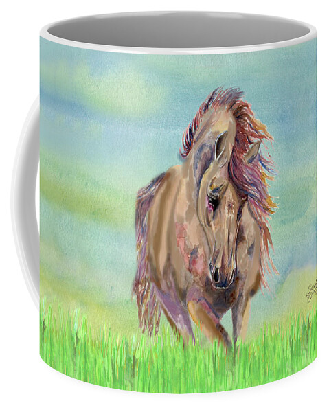 Beautiful Horse Running Free 2 Coffee Mug featuring the photograph Beautiful Horse Running Free 2 #1 by Sandi OReilly