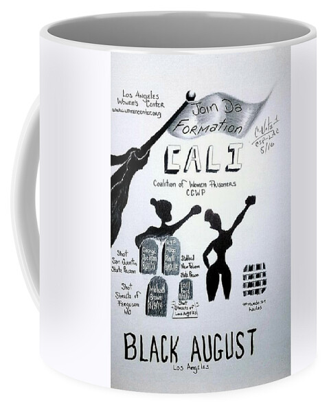 Black Art Coffee Mug featuring the drawing Black August Los Angeles by Donald C-Note Hooker