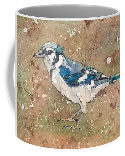 Bird Coffee Mug featuring the painting Blue Jay #1 by Ruth Kamenev