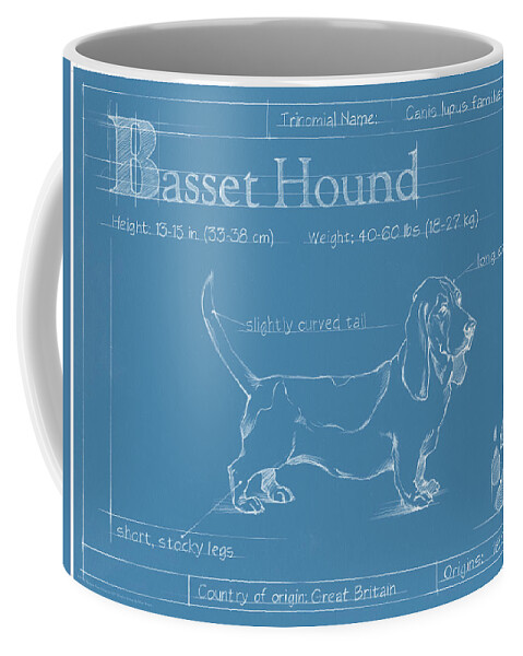 Dogs Coffee Mug featuring the painting Blueprint Basset Hound by Ethan Harper