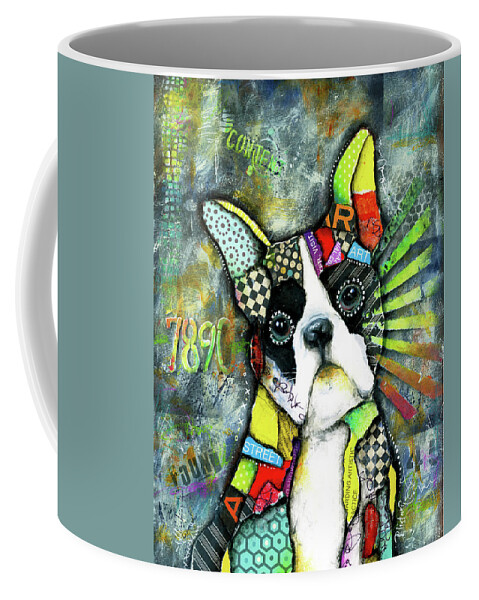 Boston Terrier Coffee Mug featuring the mixed media Boston Terrier #1 by Patricia Lintner