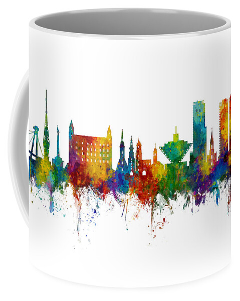 Bratislava Coffee Mug featuring the digital art Bratislava Slovakia Skyline by Michael Tompsett