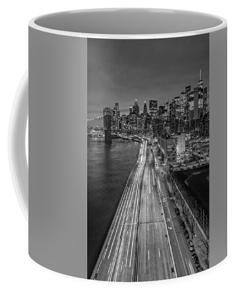 Nyc Skyline Coffee Mug featuring the photograph Brooklyn Bridge, FDR and Manhattan Skyline #1 by Susan Candelario