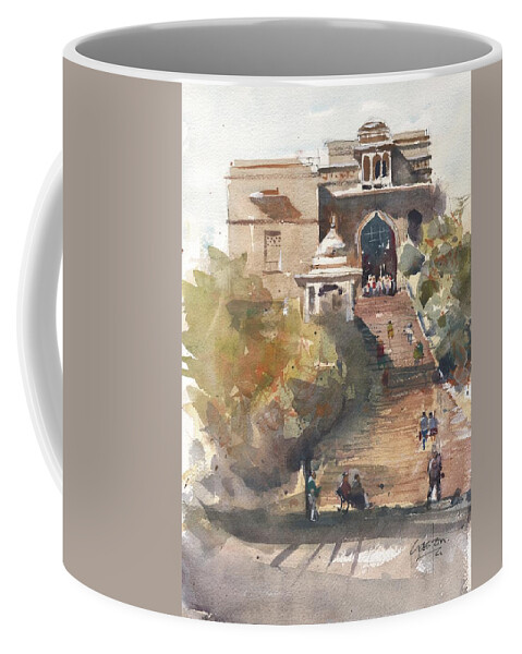  Coffee Mug featuring the painting Cambodian Temple #1 by Gaston McKenzie