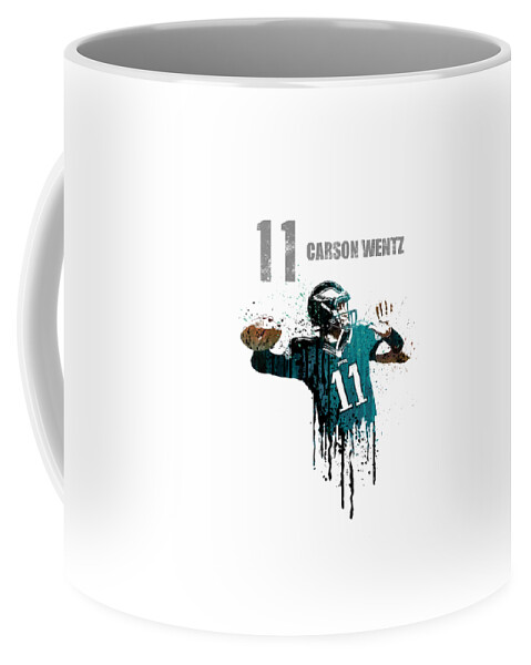American Coffee Mug featuring the painting Carson Wentz #1 by Art Popop