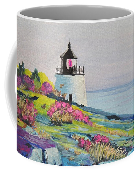 Castle Hill Coffee Mug featuring the painting Castle Hill Lighthouse, Newport RI #1 by Patty Kay Hall