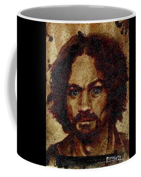 Ryan Almighty Coffee Mug featuring the painting CHARLES MANSON port dry blood by Ryan Almighty