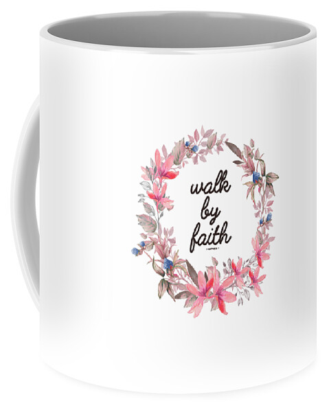Christian Bible Verse Quote Floral Typography - Walk By Faith #3 Tote Bag