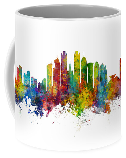 Doha Coffee Mug featuring the digital art Doha Qatar Skyline by Michael Tompsett
